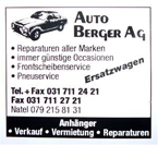 Inserat von Auto Berger AG